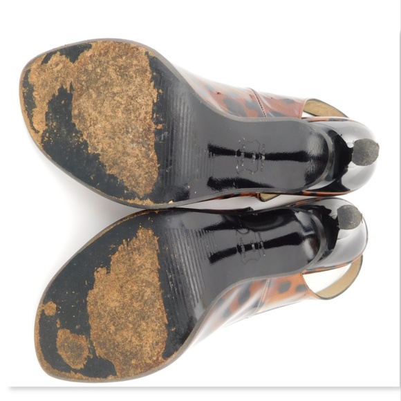 STUART WEITZMAN Leopard Patent Leather Open Toe Sling Heel Sandal Pumps 8.5 - Picture 8 of 8
